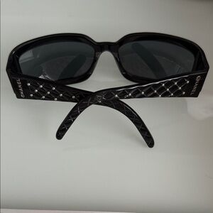 Vintage authentic CHANEL Black Quilted Sunglasses with Silver Accents